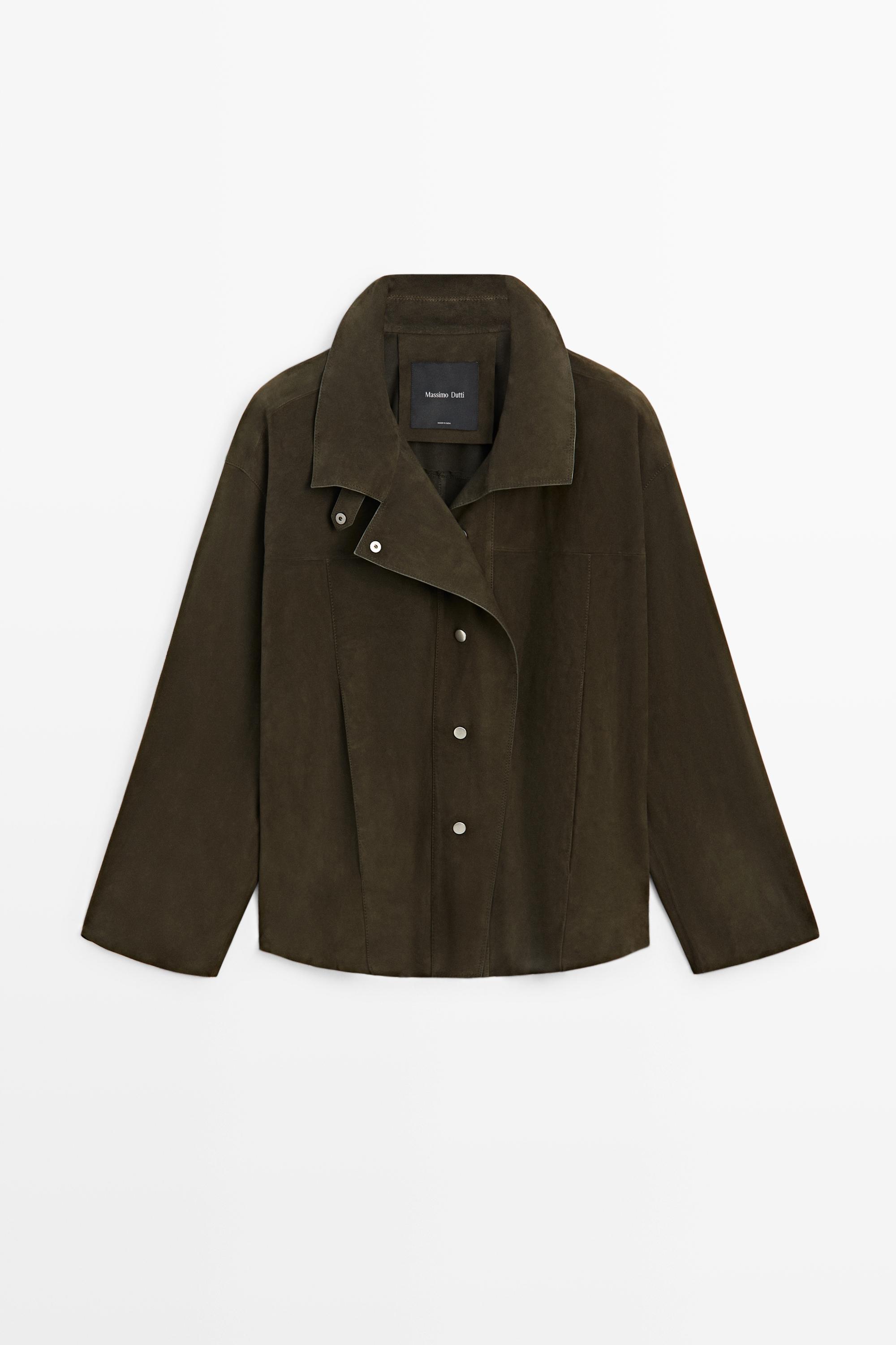High-neck suede jacket
